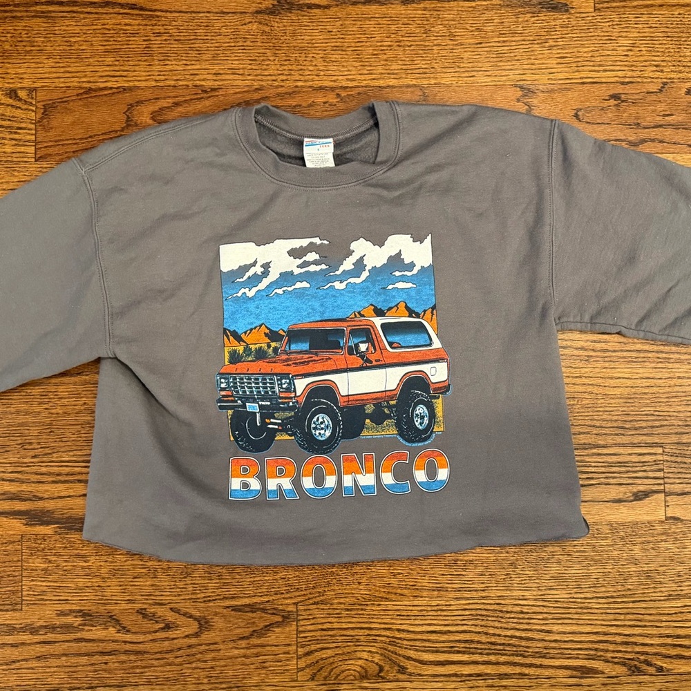 Junk Food Sz Small Ford Bronco Croppish Hoodie! Gray Sz Small NWOT